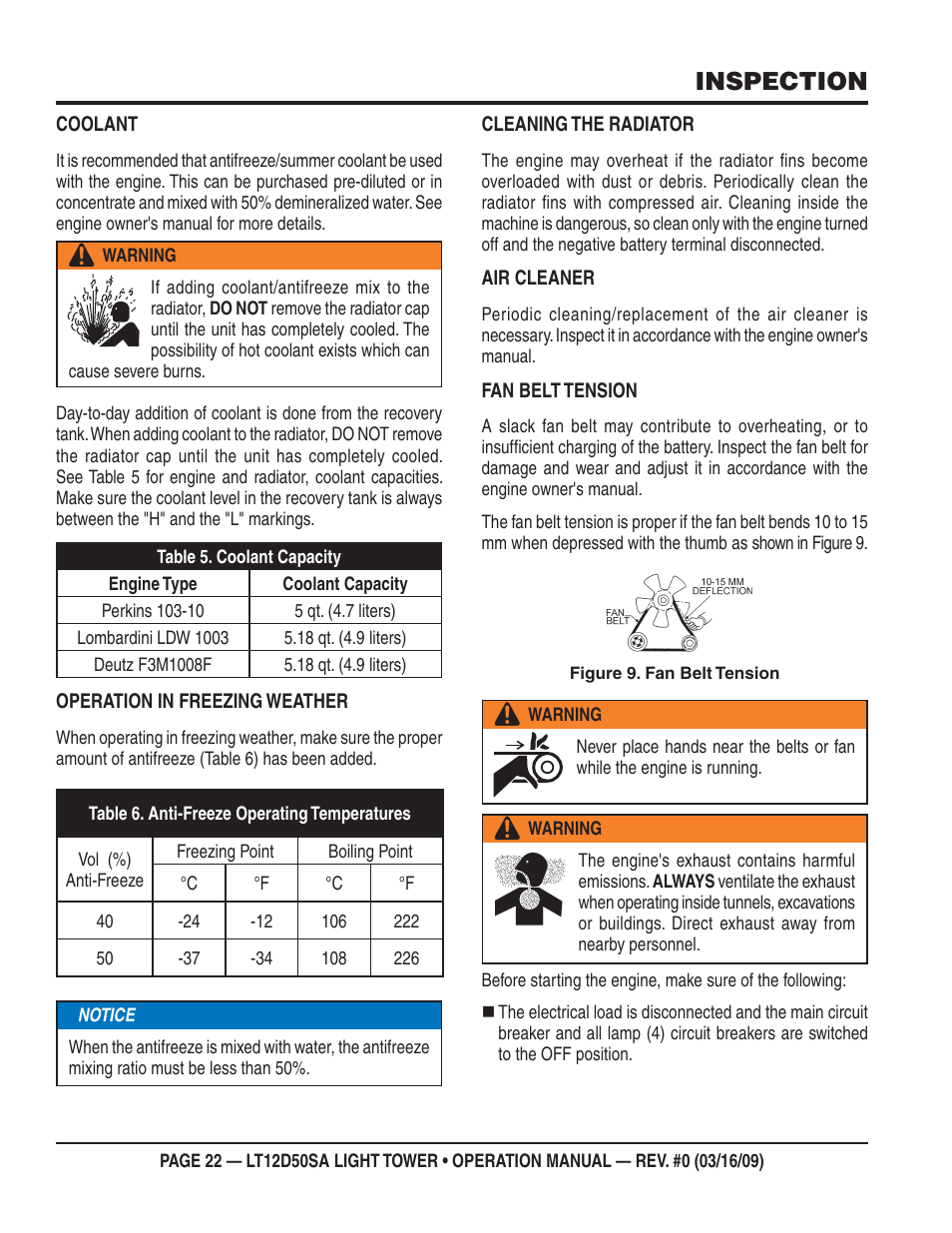 Inspection | Multiquip T12D50SA User Manual | Page 22 / 62