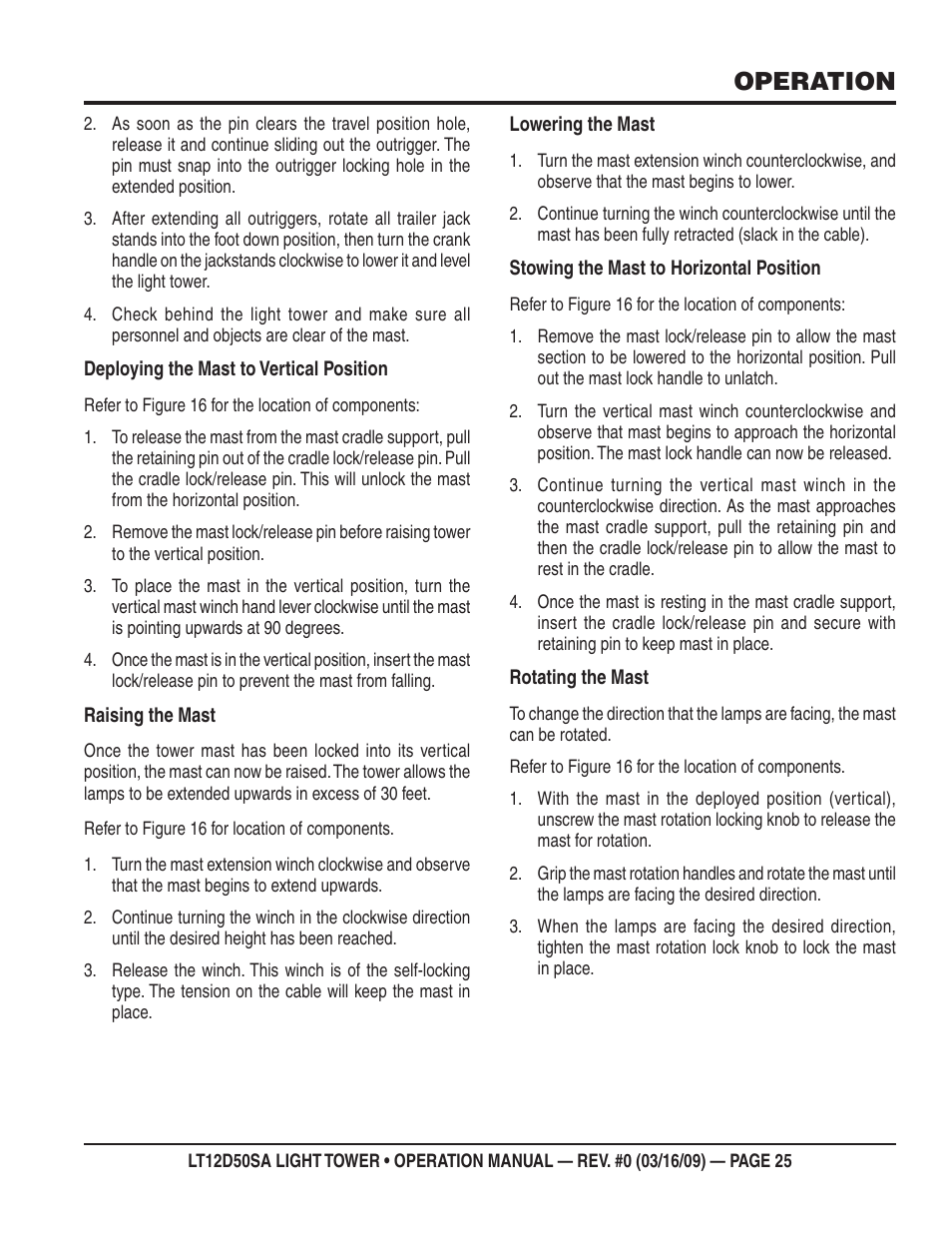Operation | Multiquip T12D50SA User Manual | Page 25 / 62