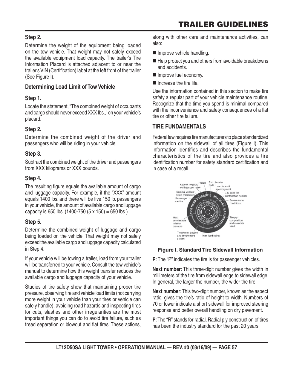 Trailer guidelines | Multiquip T12D50SA User Manual | Page 57 / 62