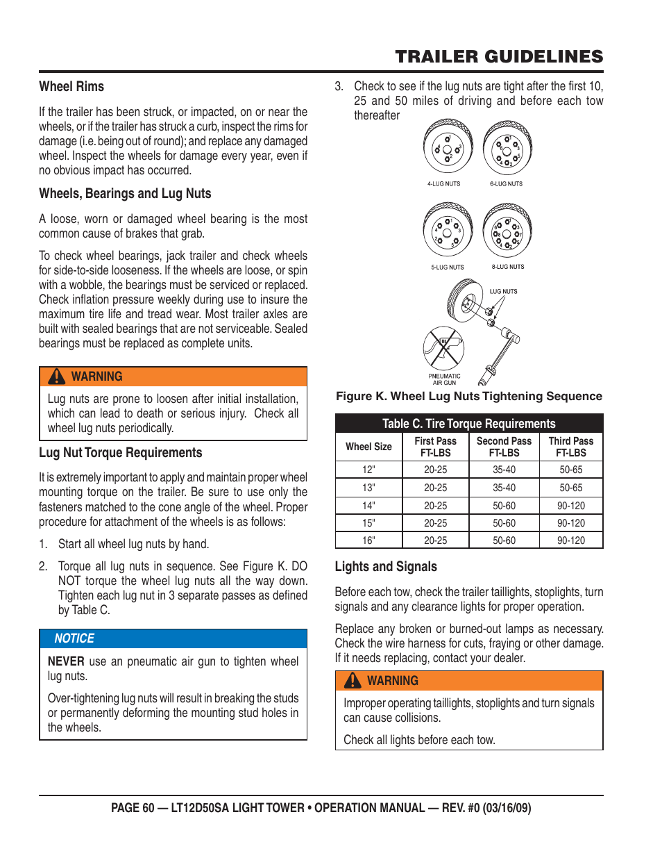 Trailer guidelines | Multiquip T12D50SA User Manual | Page 60 / 62
