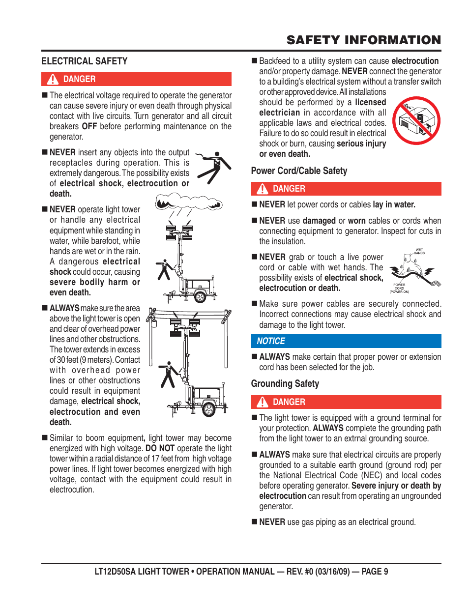 Safety information | Multiquip T12D50SA User Manual | Page 9 / 62