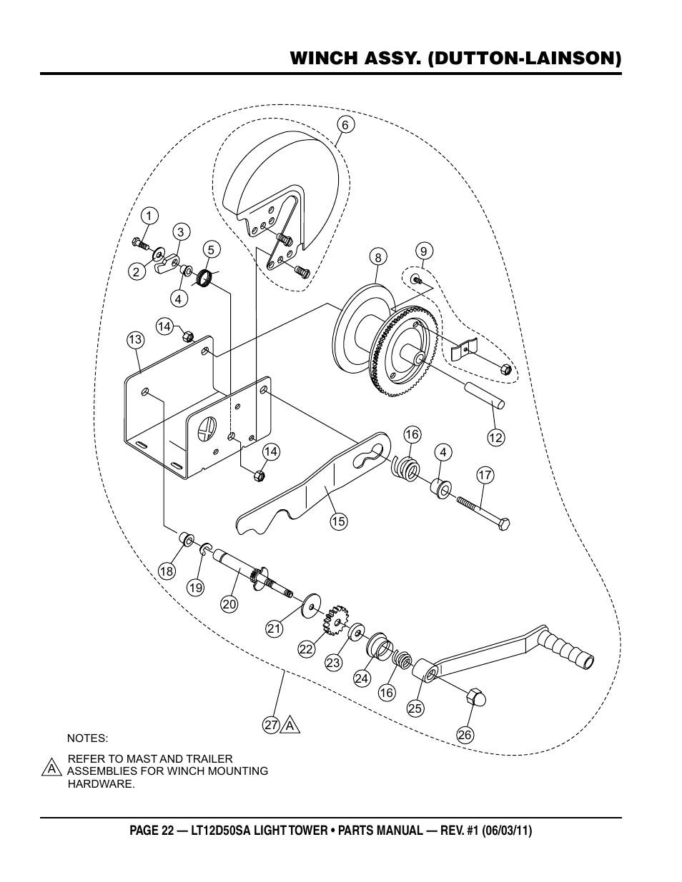 Winch assy. (dutton-lainson) | Multiquip T12D50SA User Manual | Page 22 / 46