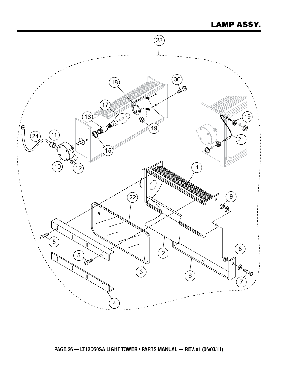 Lamp assy | Multiquip T12D50SA User Manual | Page 26 / 46