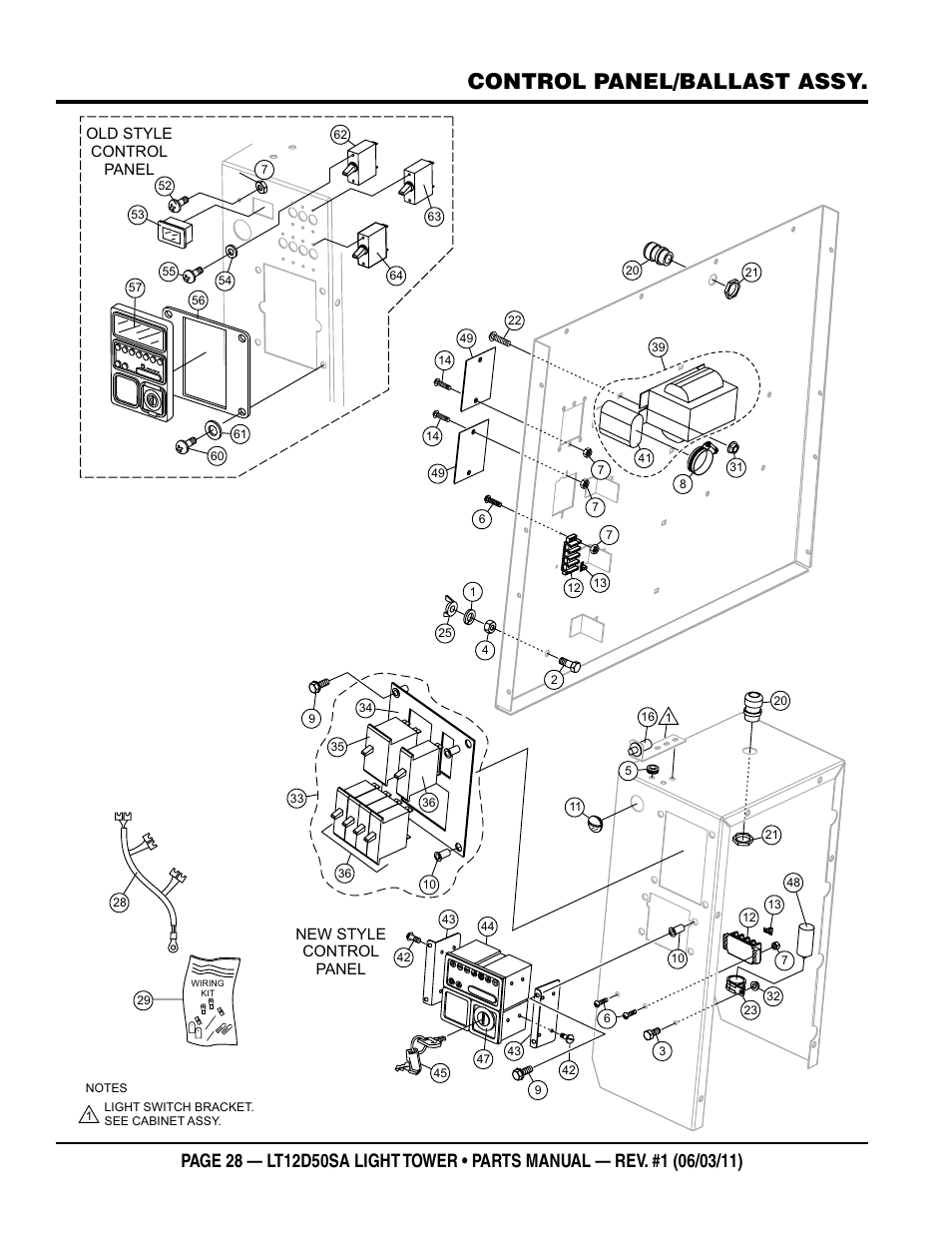 Control panel/ballast assy | Multiquip T12D50SA User Manual | Page 28 / 46