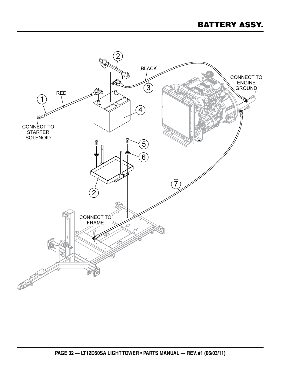 Battery assy | Multiquip T12D50SA User Manual | Page 32 / 46