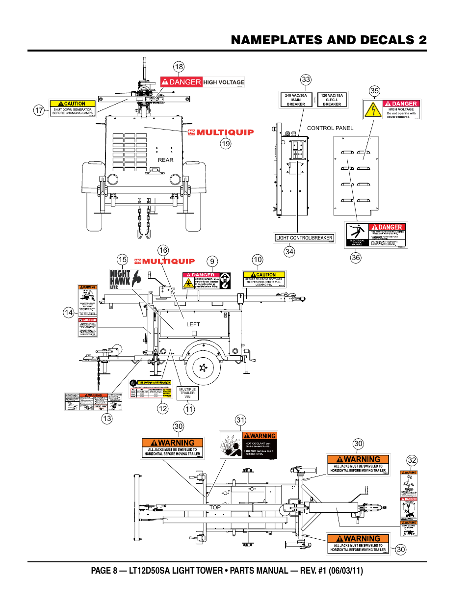Nameplates and decals 2 | Multiquip T12D50SA User Manual | Page 8 / 46