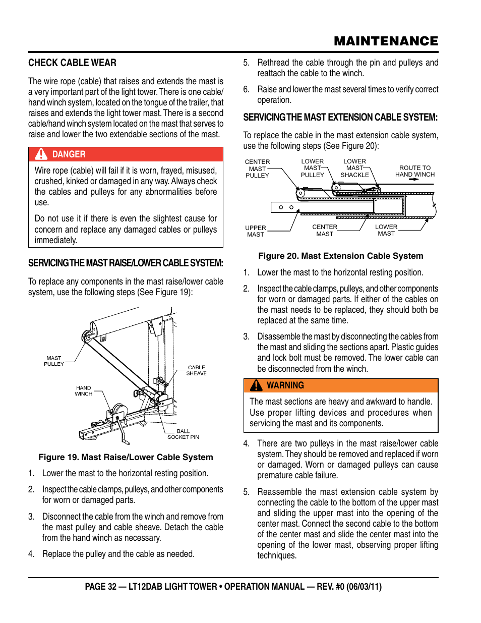 Maintenance | Multiquip LT12DAB User Manual | Page 32 / 60