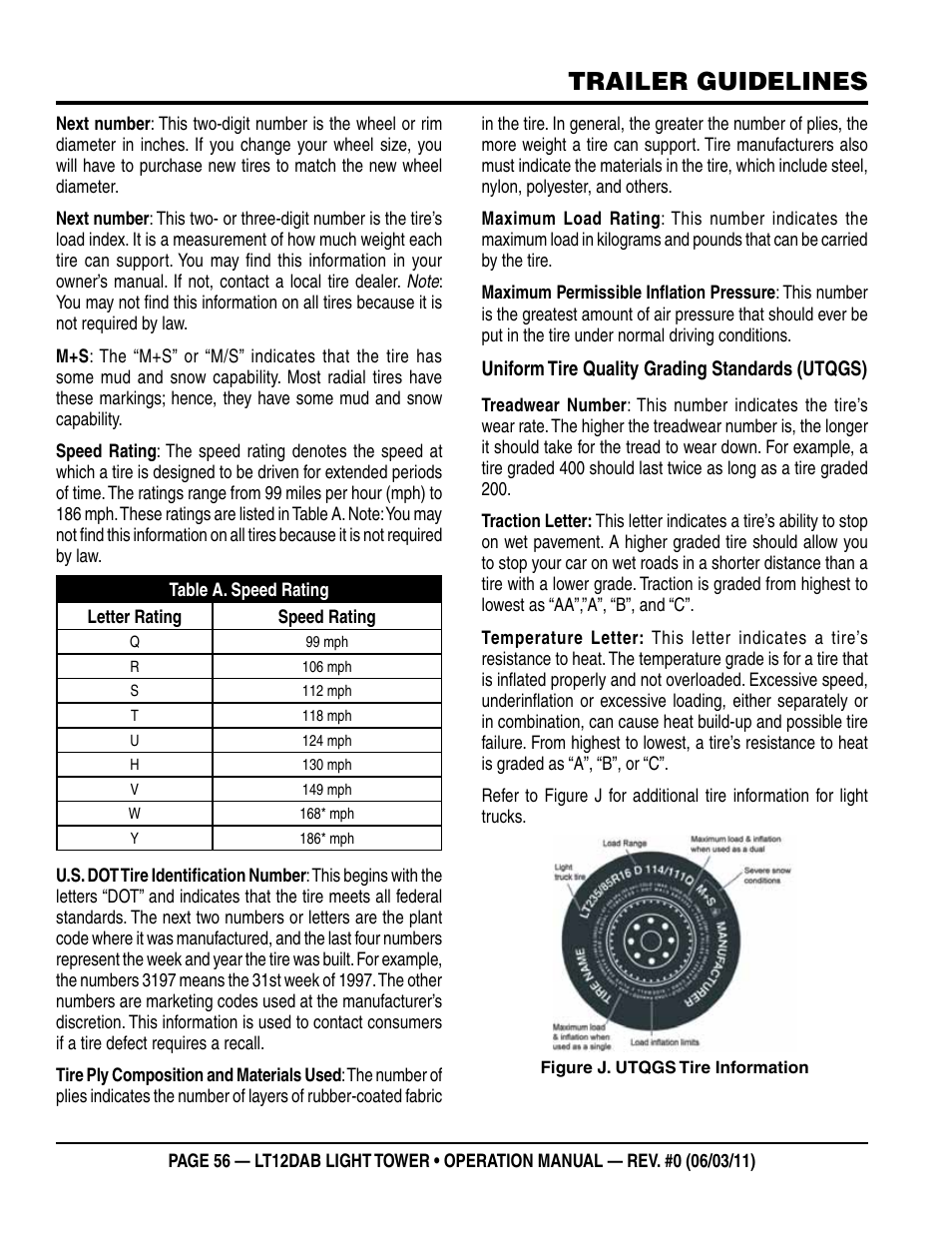 Trailer guidelines | Multiquip LT12DAB User Manual | Page 56 / 60