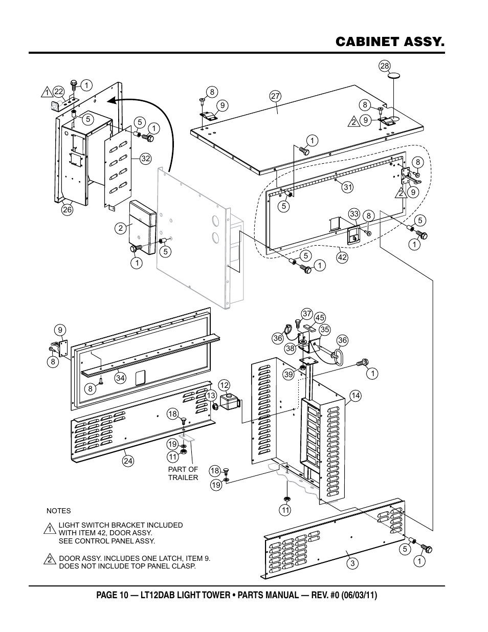 Cabinet assy | Multiquip LT12DAB User Manual | Page 10 / 40