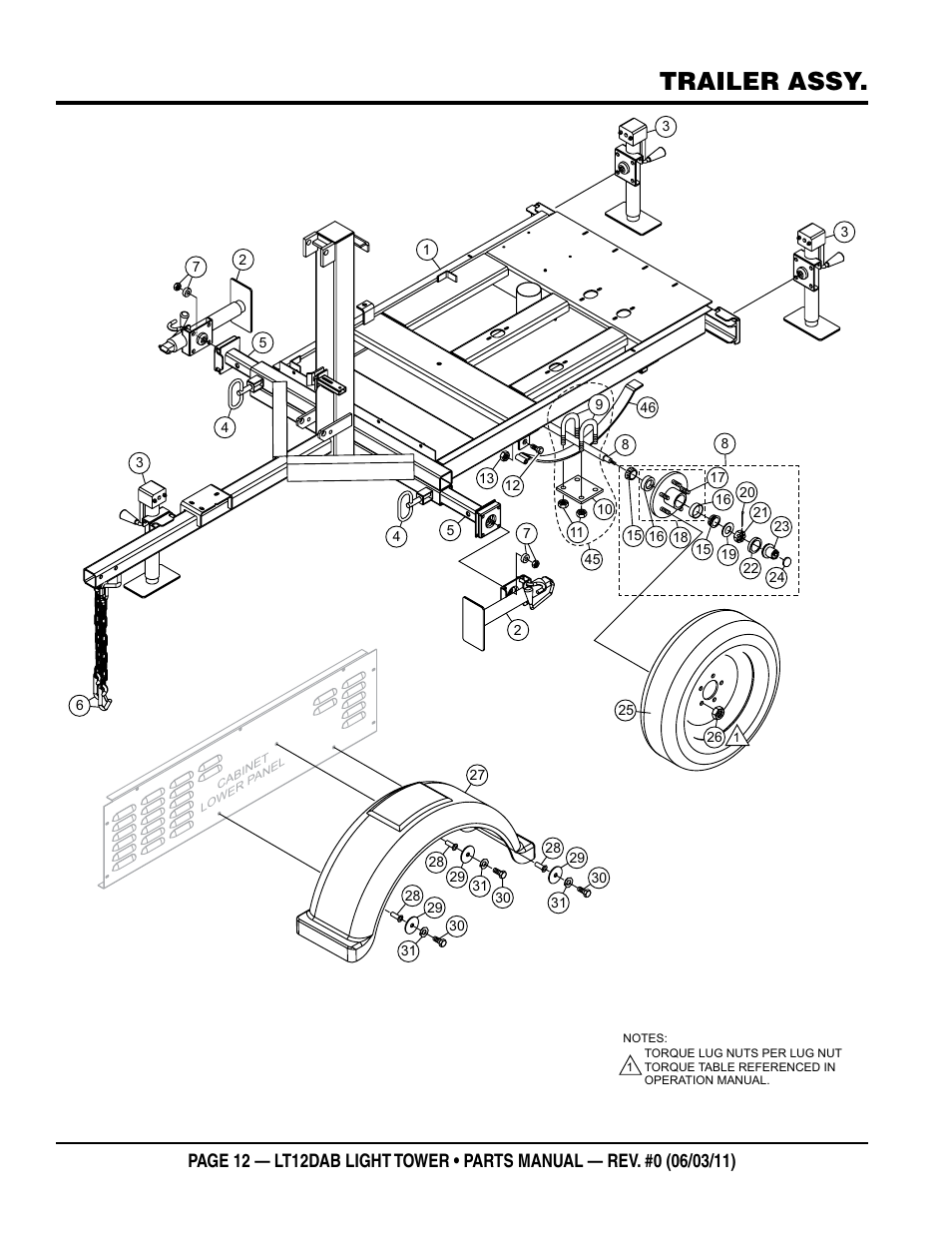 Trailer assy | Multiquip LT12DAB User Manual | Page 12 / 40