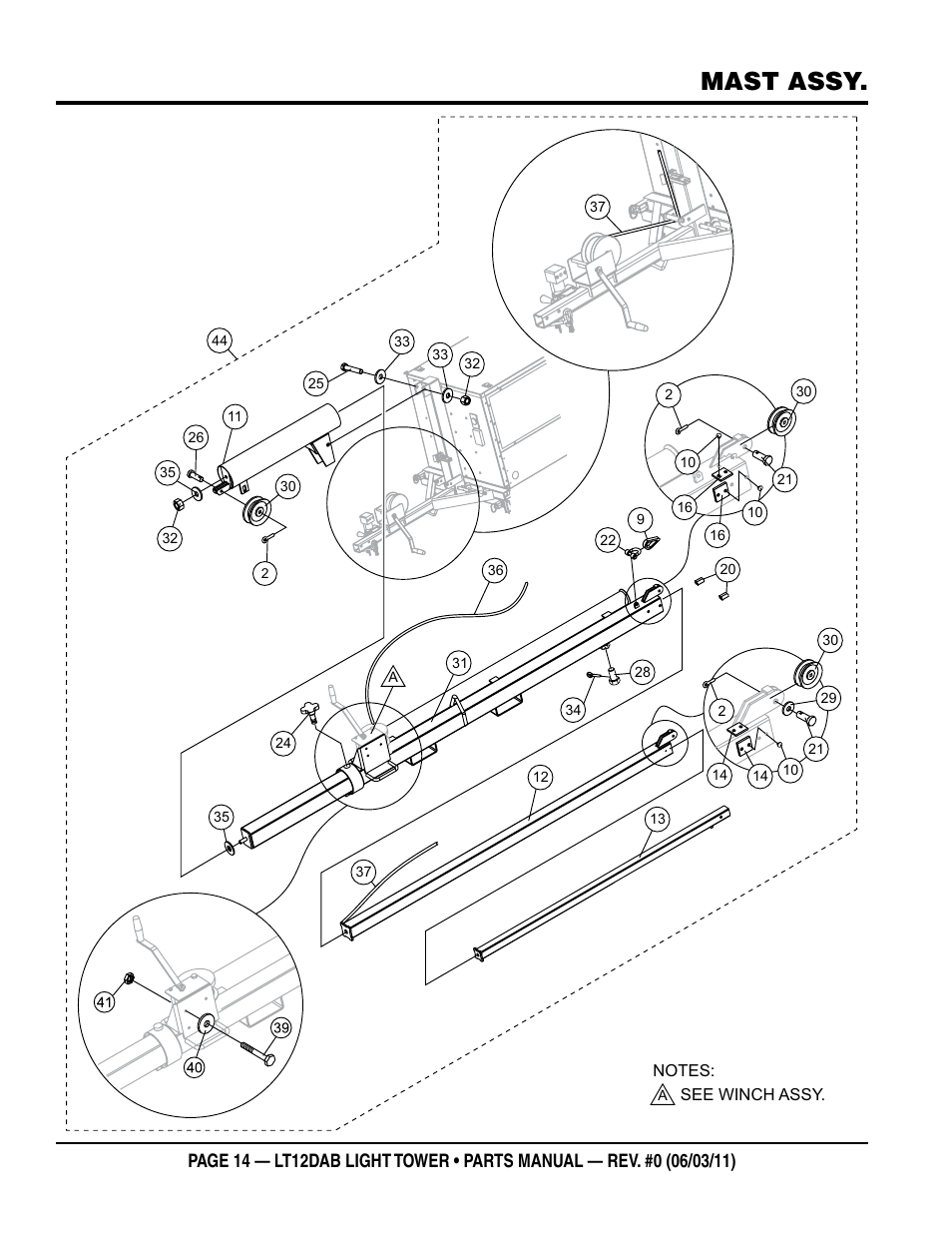 Mast assy | Multiquip LT12DAB User Manual | Page 14 / 40