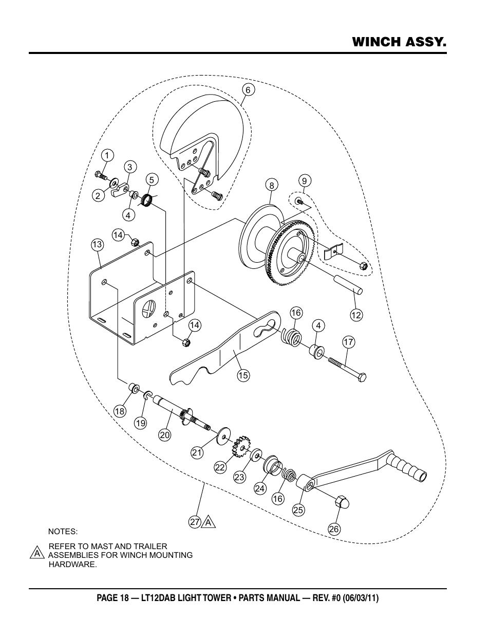 Winch assy | Multiquip LT12DAB User Manual | Page 18 / 40