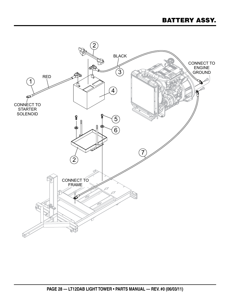 Battery assy | Multiquip LT12DAB User Manual | Page 28 / 40