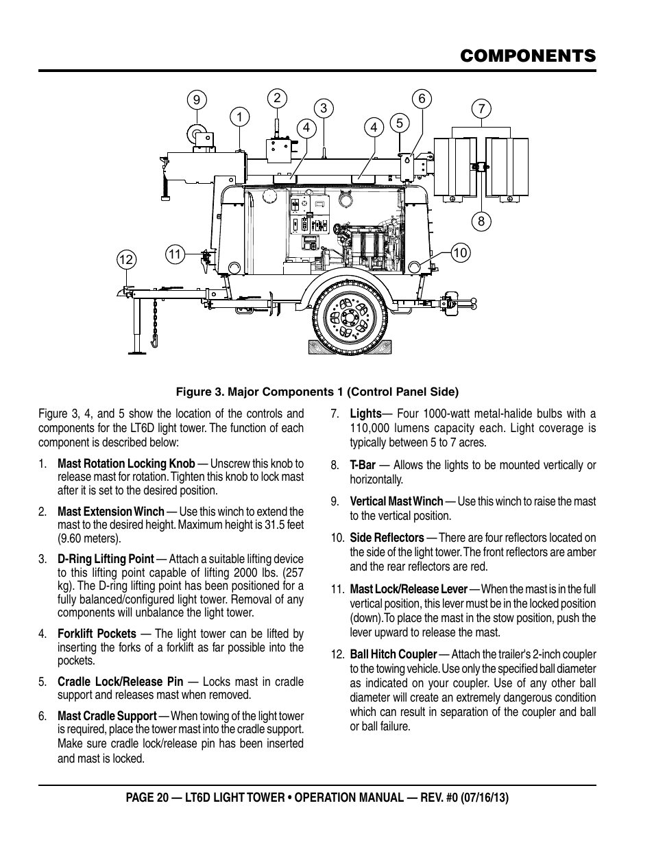 Components | Multiquip LT6D User Manual | Page 20 / 70