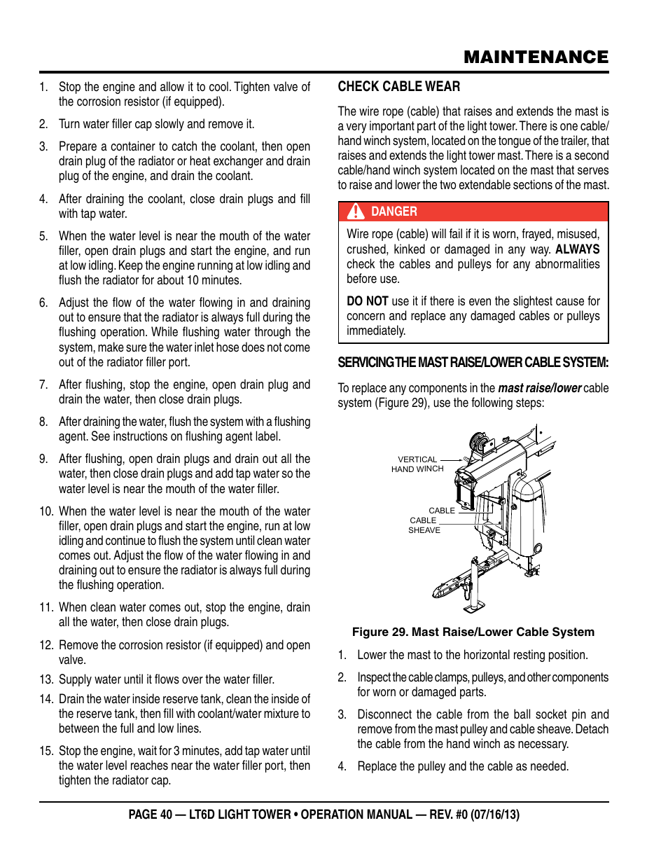 Maintenance | Multiquip LT6D User Manual | Page 40 / 70