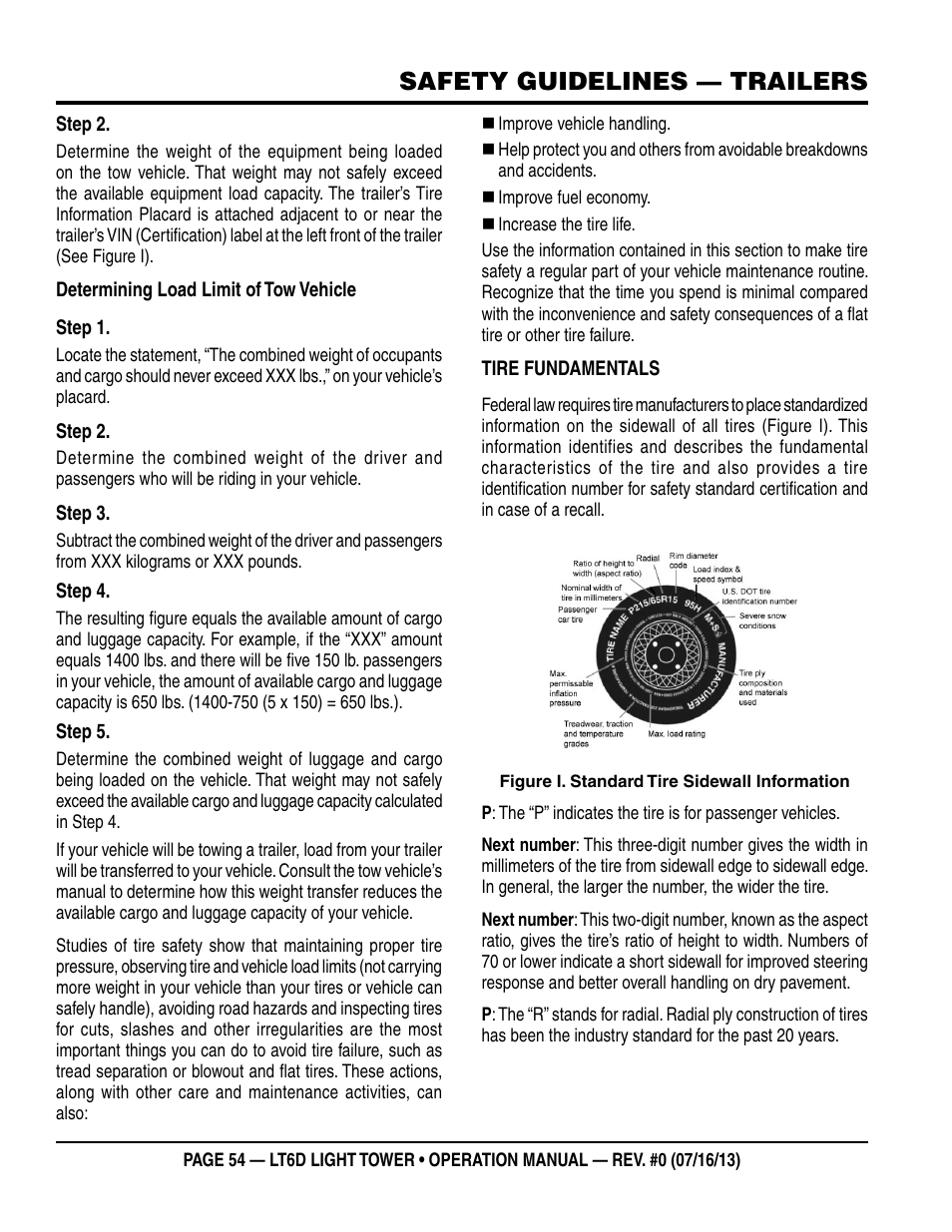 Safety guidelines — trailers | Multiquip LT6D User Manual | Page 54 / 70