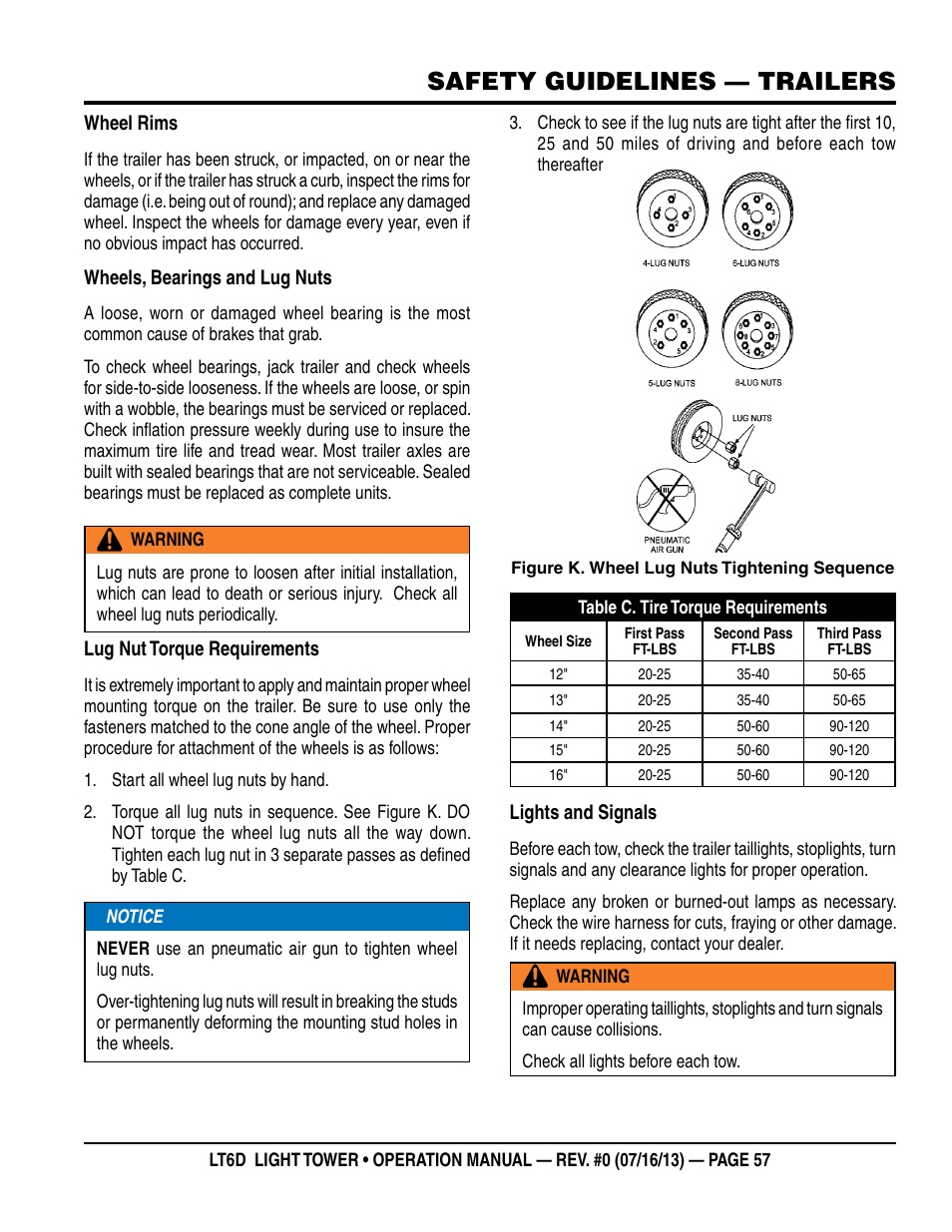 Safety guidelines — trailers | Multiquip LT6D User Manual | Page 57 / 70