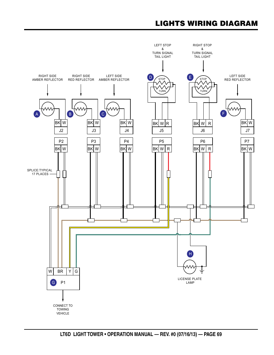 Lights wiring diagram | Multiquip LT6D User Manual | Page 69 / 70