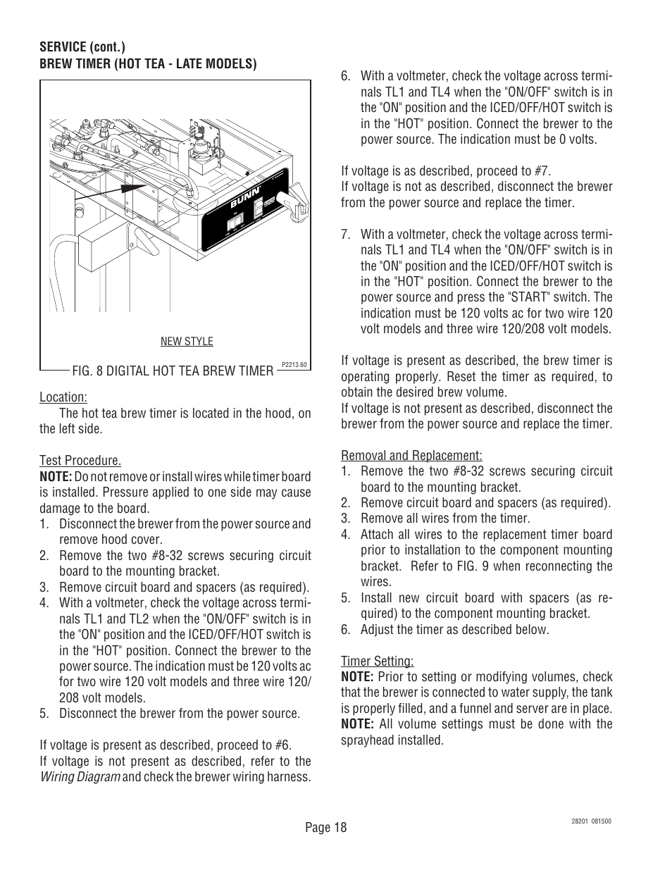 Bunn TNTF-3 User Manual | Page 18 / 30