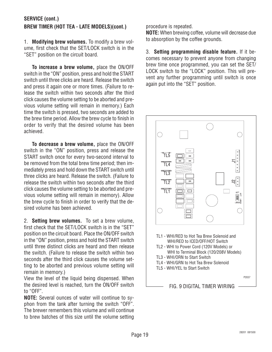 Bunn TNTF-3 User Manual | Page 19 / 30