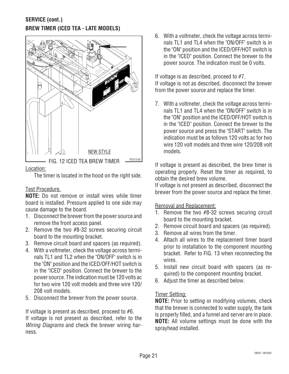 Bunn TNTF-3 User Manual | Page 21 / 30