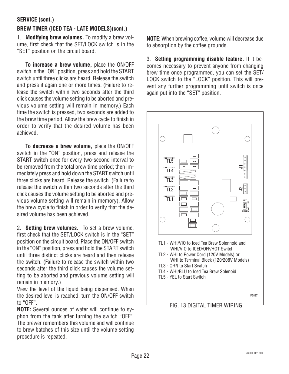 Bunn TNTF-3 User Manual | Page 22 / 30