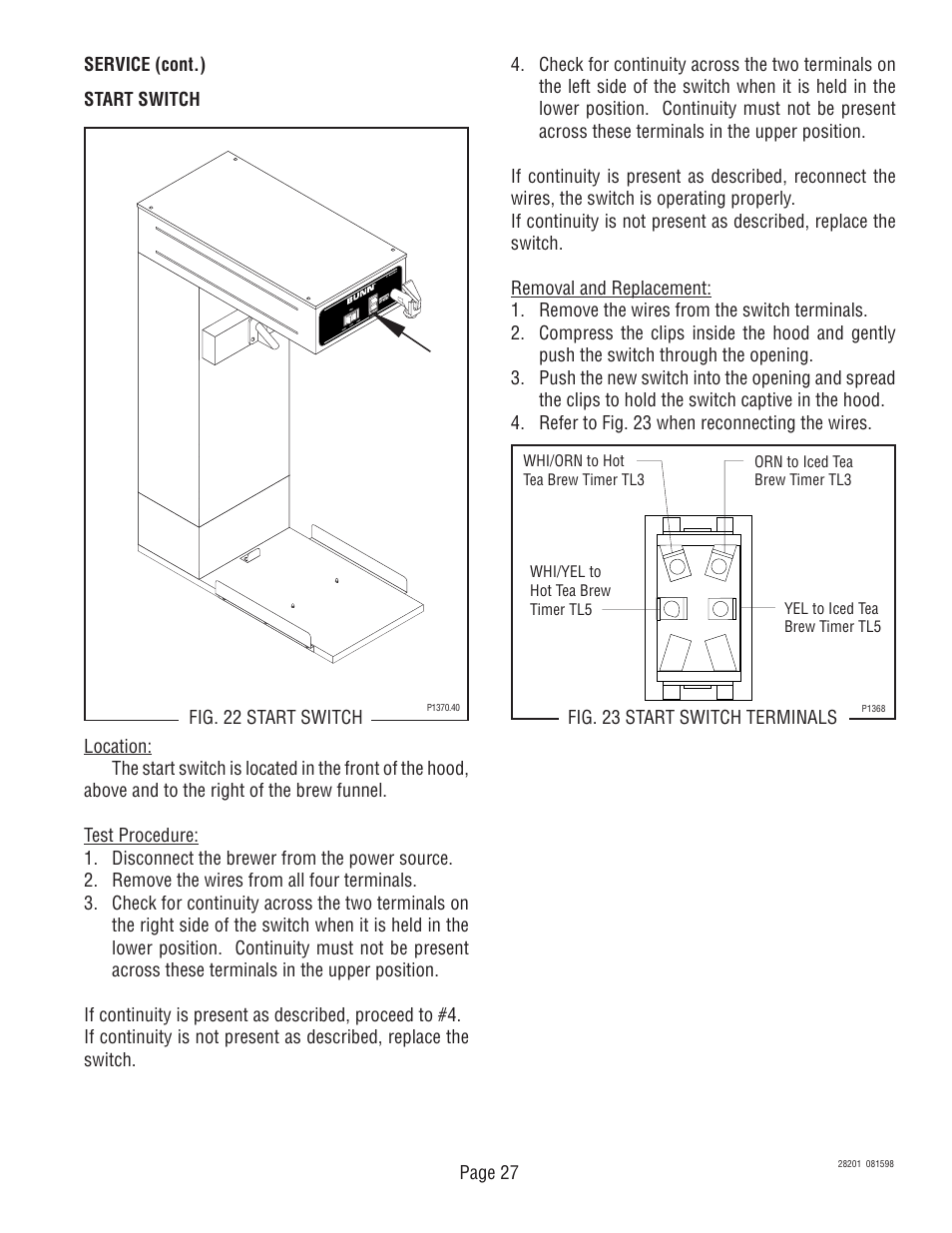 Bunn TNTF-3 User Manual | Page 27 / 30