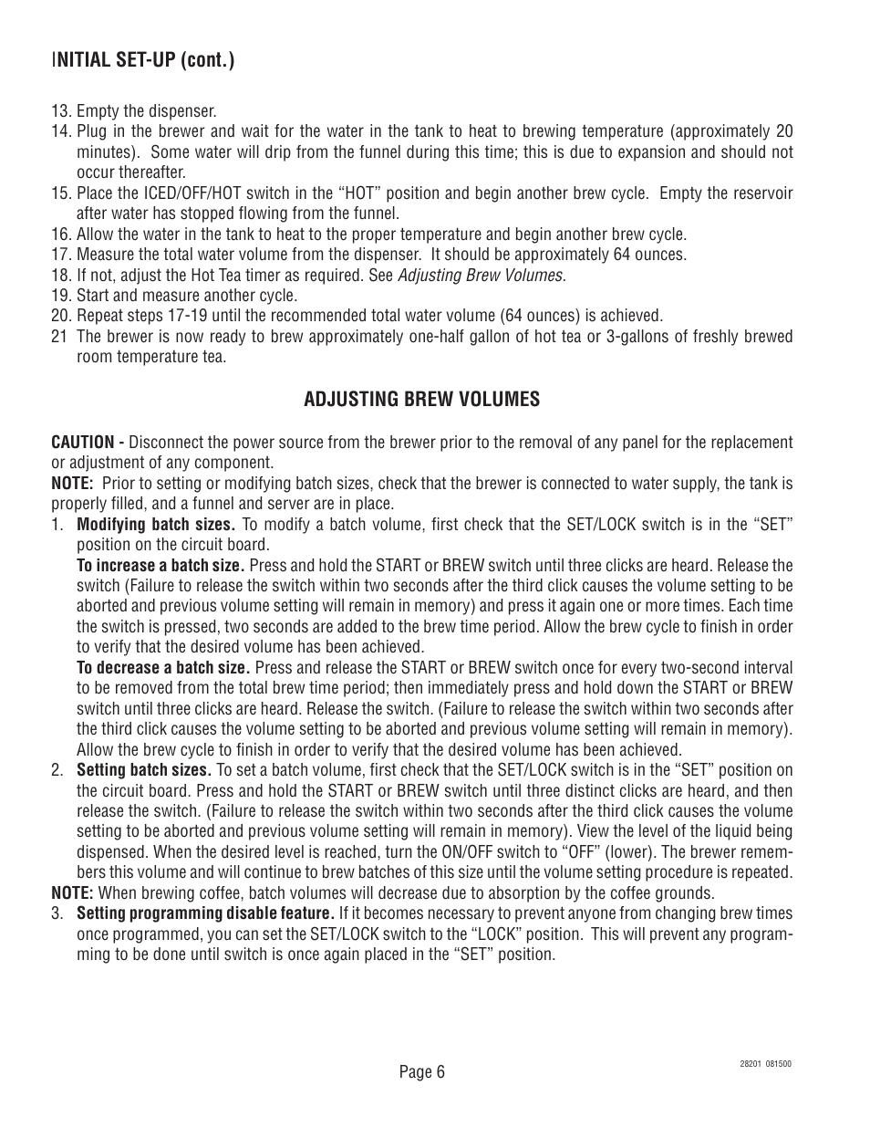 Bunn TNTF-3 User Manual | Page 6 / 30