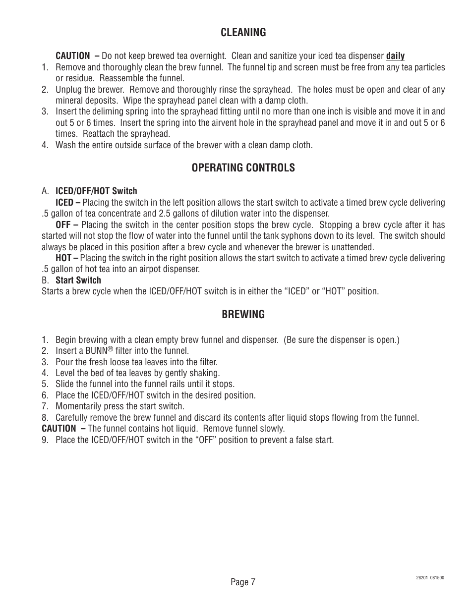 Bunn TNTF-3 User Manual | Page 7 / 30