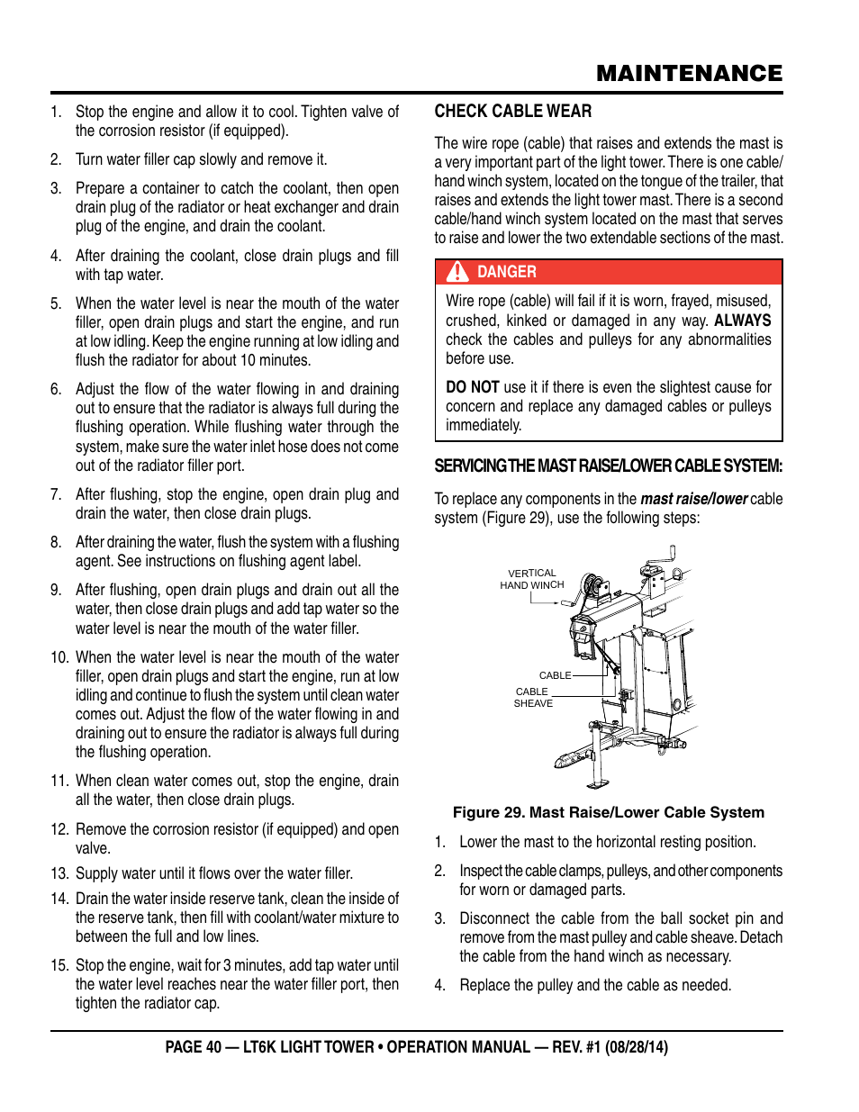 Maintenance | Multiquip LT6K User Manual | Page 40 / 70