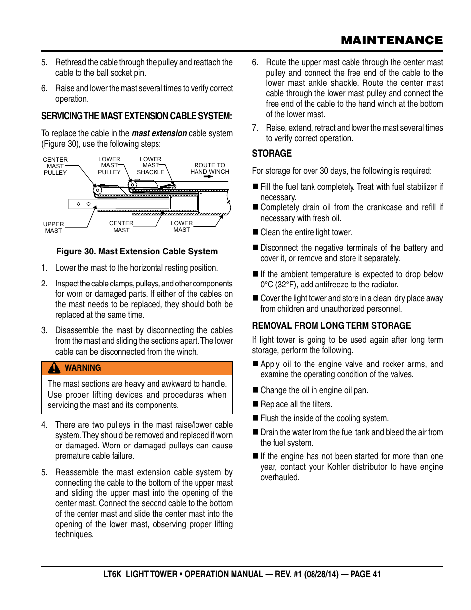 Maintenance | Multiquip LT6K User Manual | Page 41 / 70