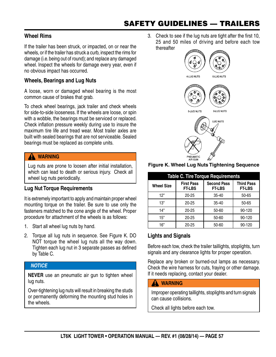 Safety guidelines — trailers | Multiquip LT6K User Manual | Page 57 / 70