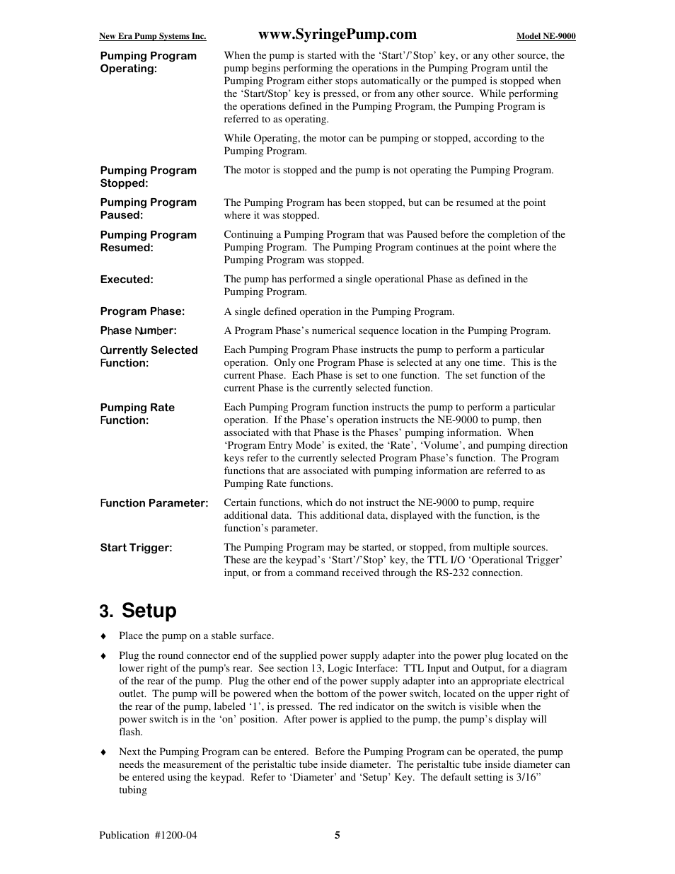 Setup | New Era NE-9000 Series Programmable Peristaltic User Manual | Page 13 / 65