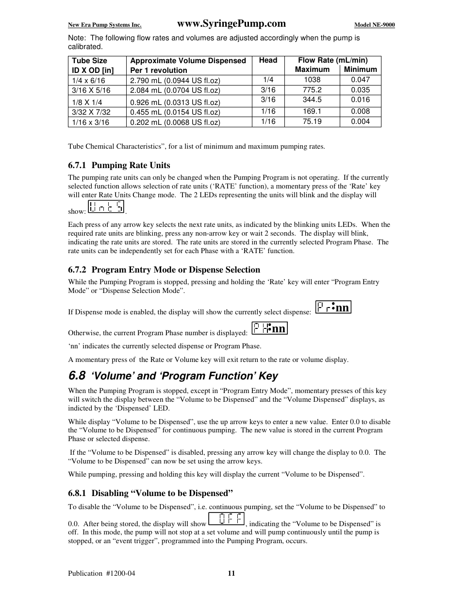 Volume’ and ‘program function’ key | New Era NE-9000 Series Programmable Peristaltic User Manual | Page 19 / 65