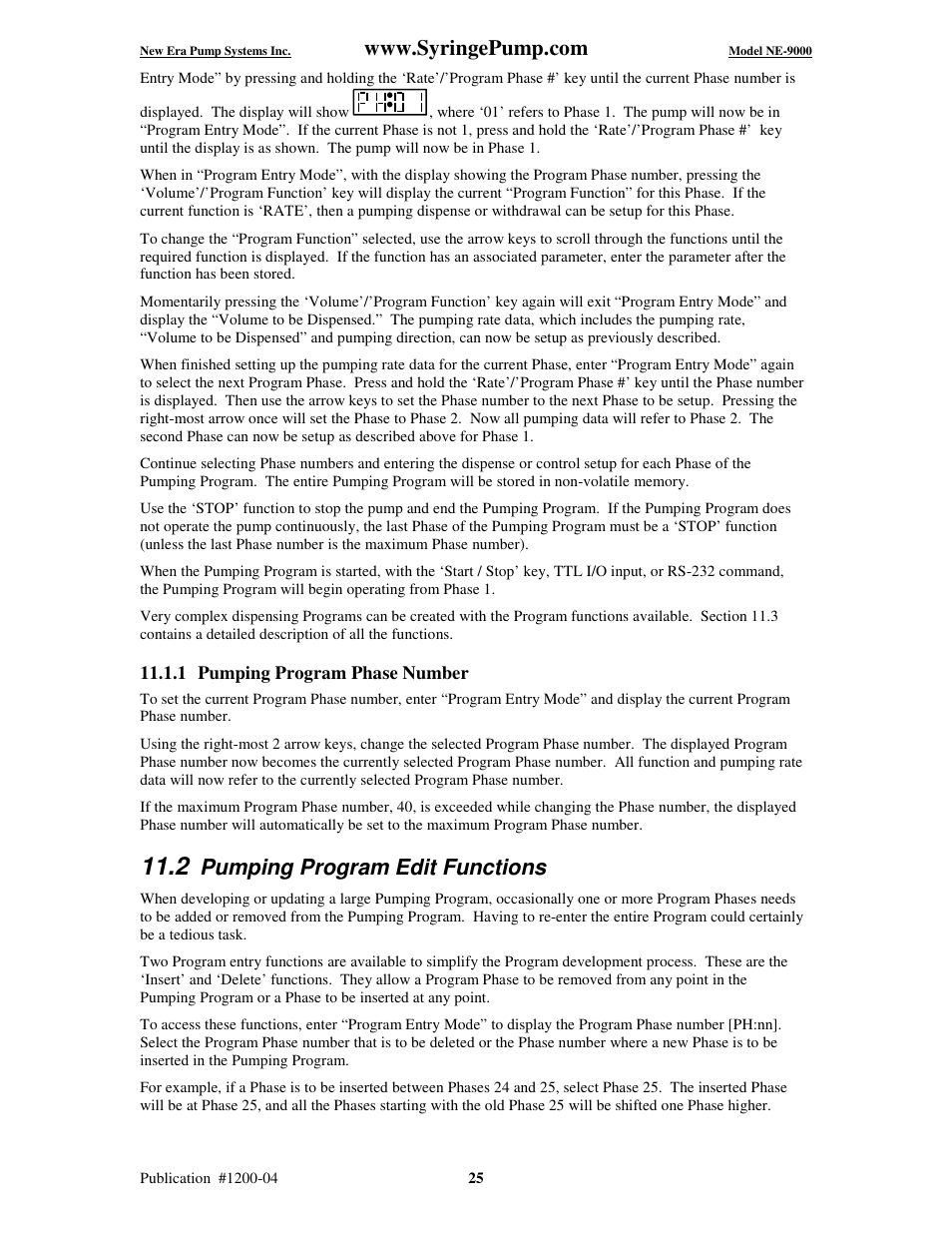 Pumping program edit functions | New Era NE-9000 Series Programmable Peristaltic User Manual | Page 33 / 65