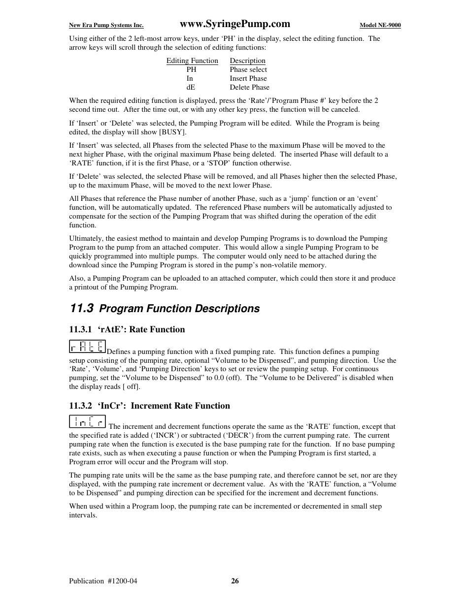 Program function descriptions | New Era NE-9000 Series Programmable Peristaltic User Manual | Page 34 / 65