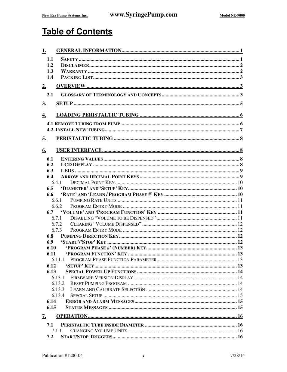 New Era NE-9000 Series Programmable Peristaltic User Manual | Page 6 / 65