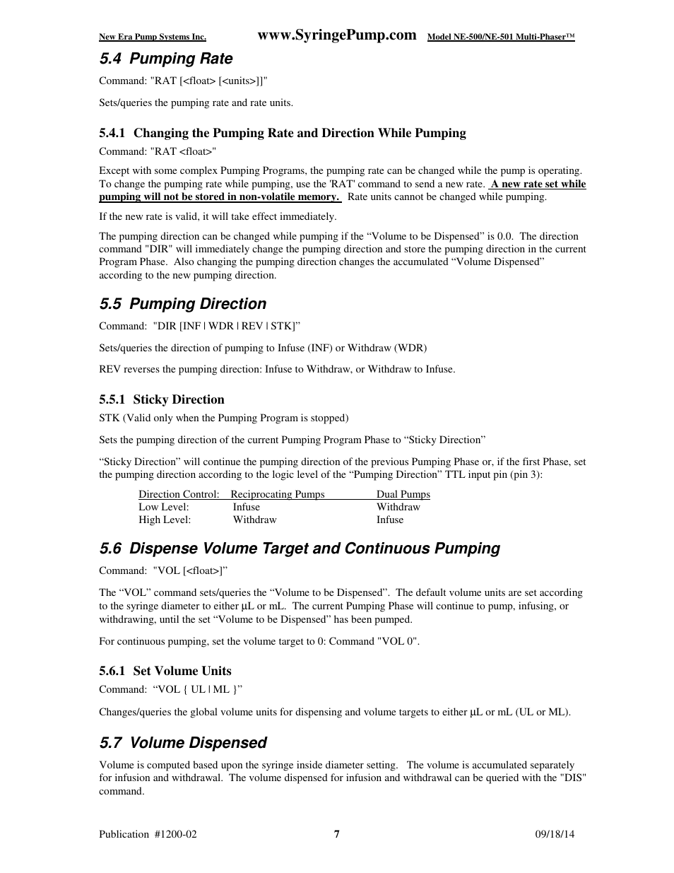4 pumping rate, 5 pumping direction, 6 dispense volume target and continuous pumping | 7 volume dispensed | New Era NE-500 Multi-Phaser Programmable OEM Syringe User Manual | Page 12 / 50