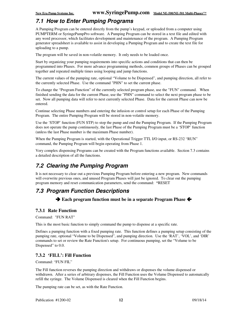 1 how to enter pumping programs, 2 clearing the pumping program, 3 program function descriptions | New Era NE-500 Multi-Phaser Programmable OEM Syringe User Manual | Page 17 / 50