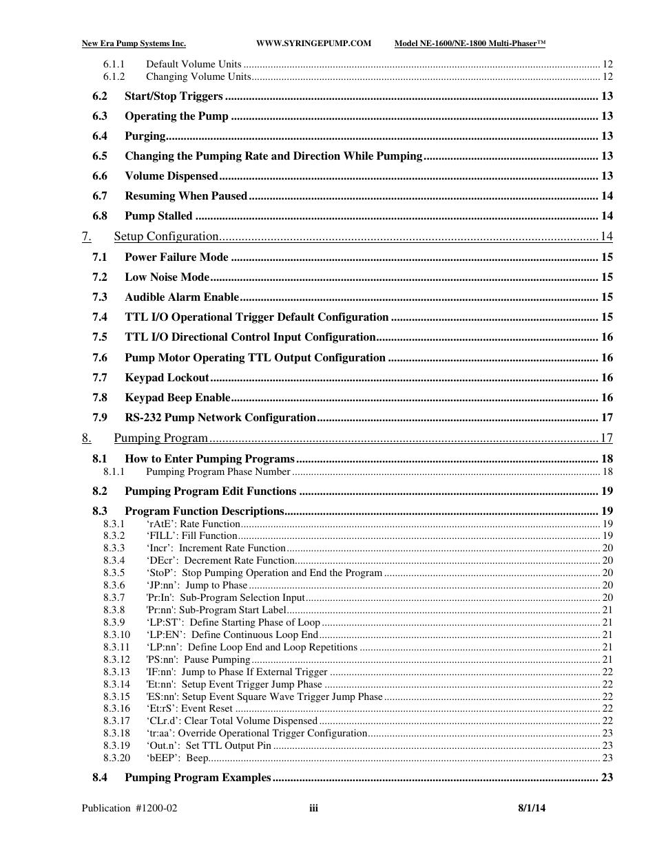 New Era NE-1600 Multi-Phaser Programmable Syringe User Manual | Page 4 / 54