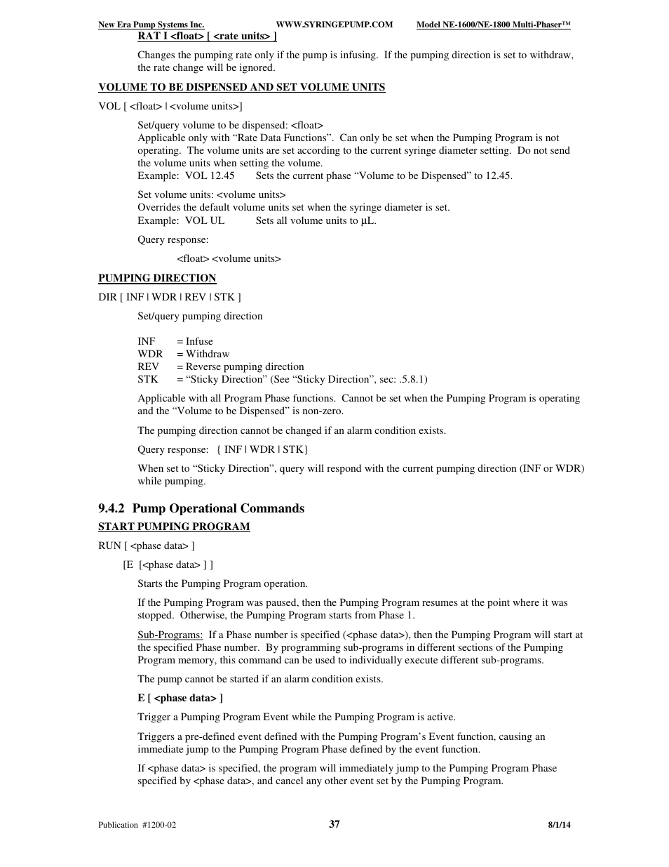 New Era NE-1600 Multi-Phaser Programmable Syringe User Manual | Page 42 / 54