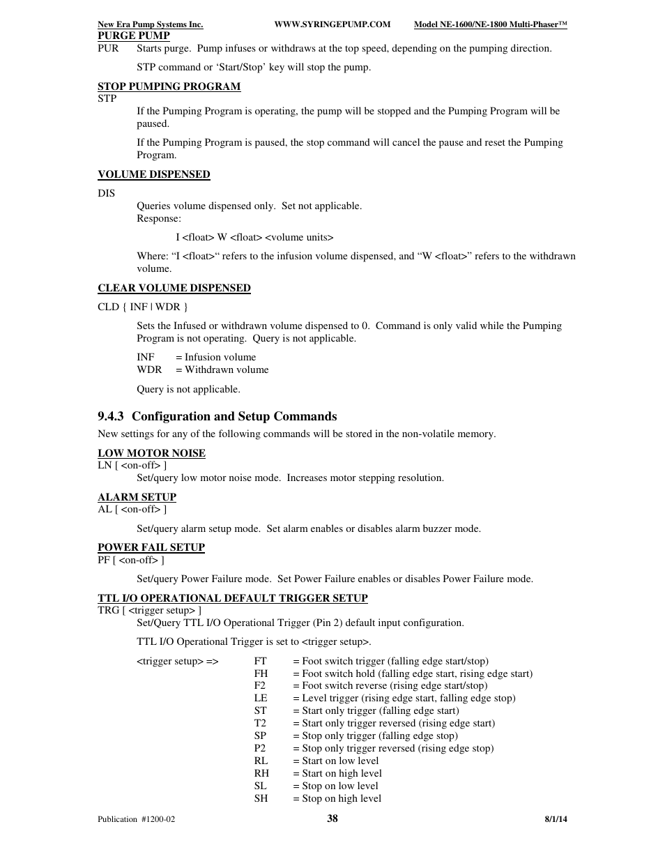 New Era NE-1600 Multi-Phaser Programmable Syringe User Manual | Page 43 / 54