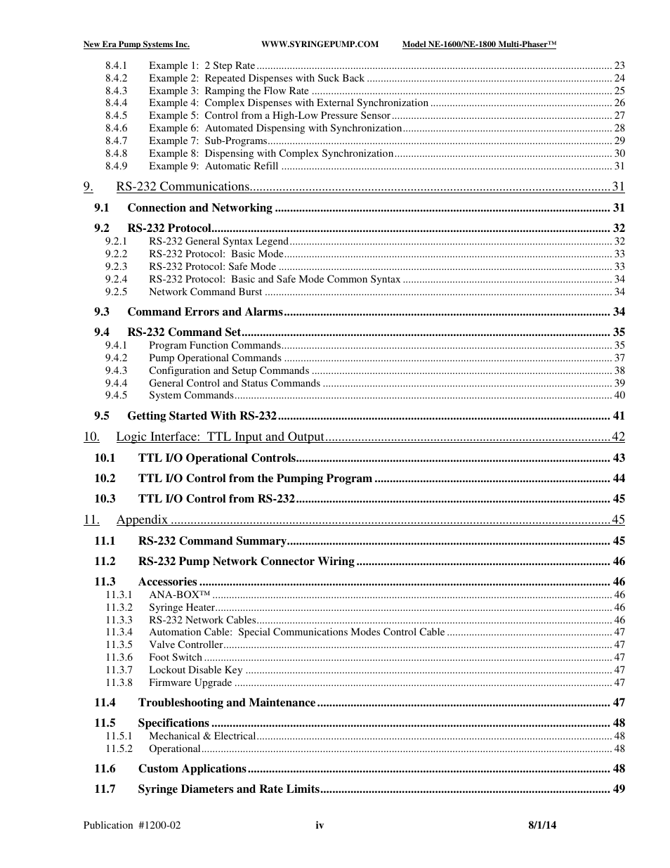 New Era NE-1600 Multi-Phaser Programmable Syringe User Manual | Page 5 / 54