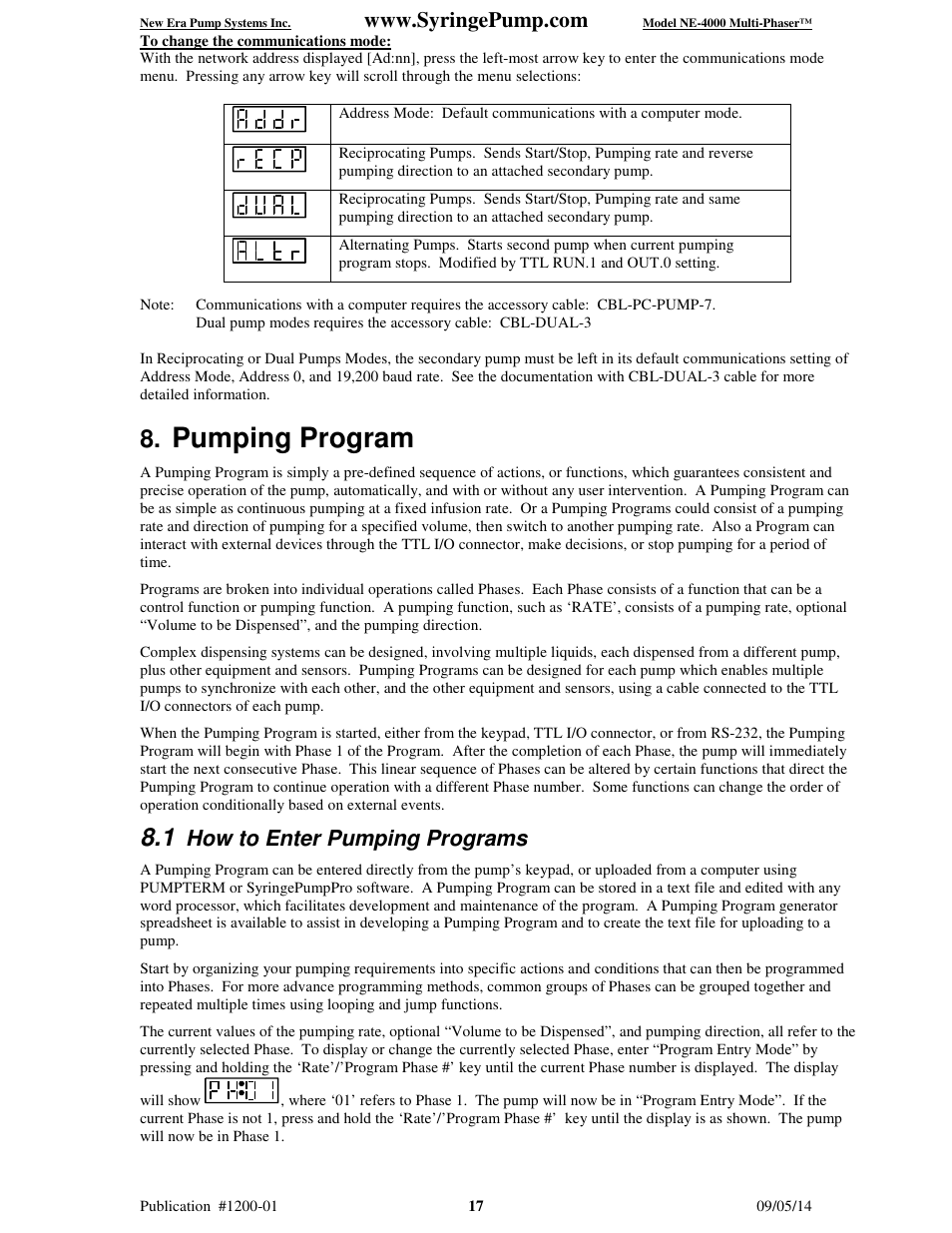 Pumping program, How to enter pumping programs | New Era NE-4000 Multi-Phaser Programmable Double Syringe User Manual | Page 22 / 53