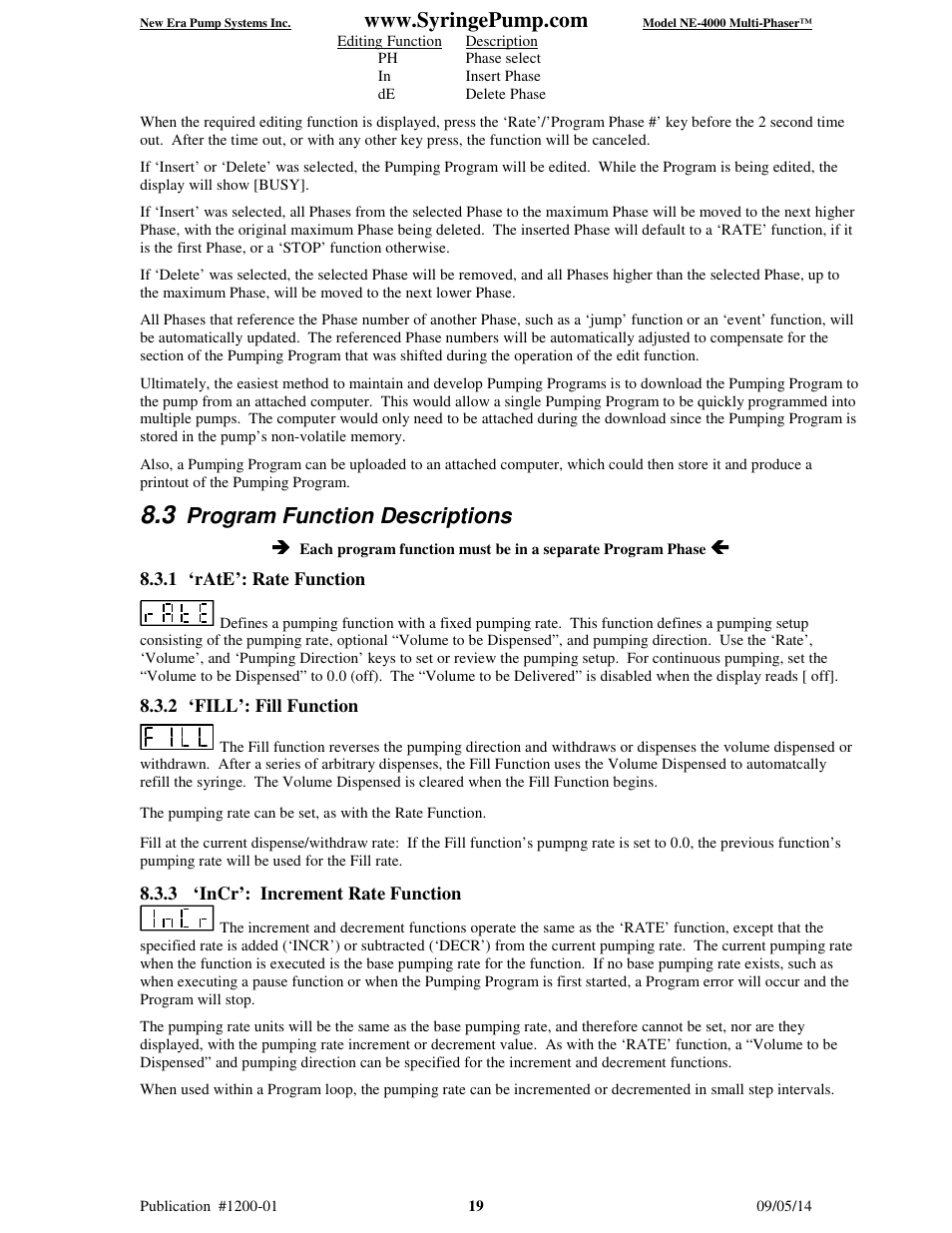 Program function descriptions | New Era NE-4000 Multi-Phaser Programmable Double Syringe User Manual | Page 24 / 53