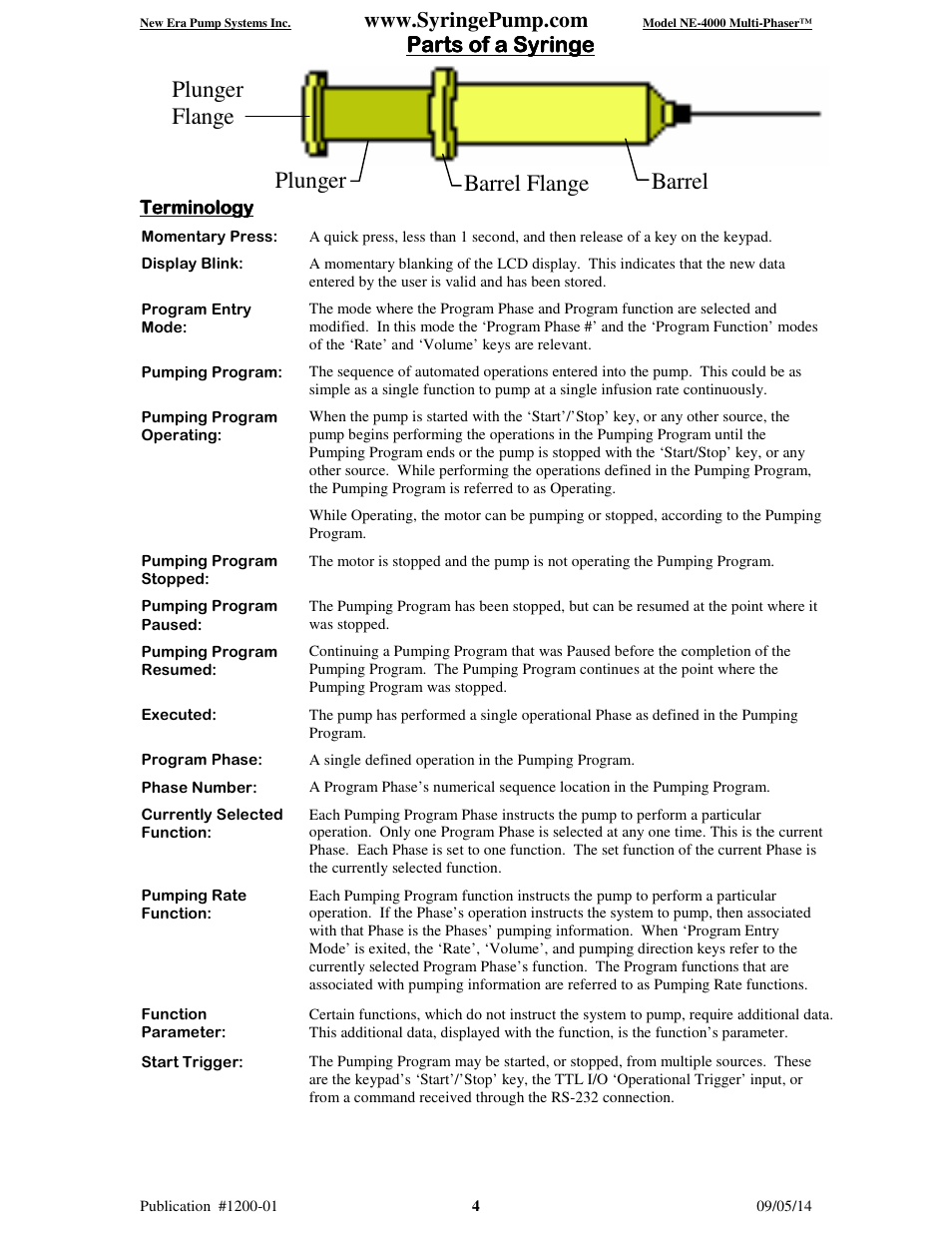 Plunger flange plunger barrel barrel flange, Parts of a | New Era NE-4000 Multi-Phaser Programmable Double Syringe User Manual | Page 9 / 53