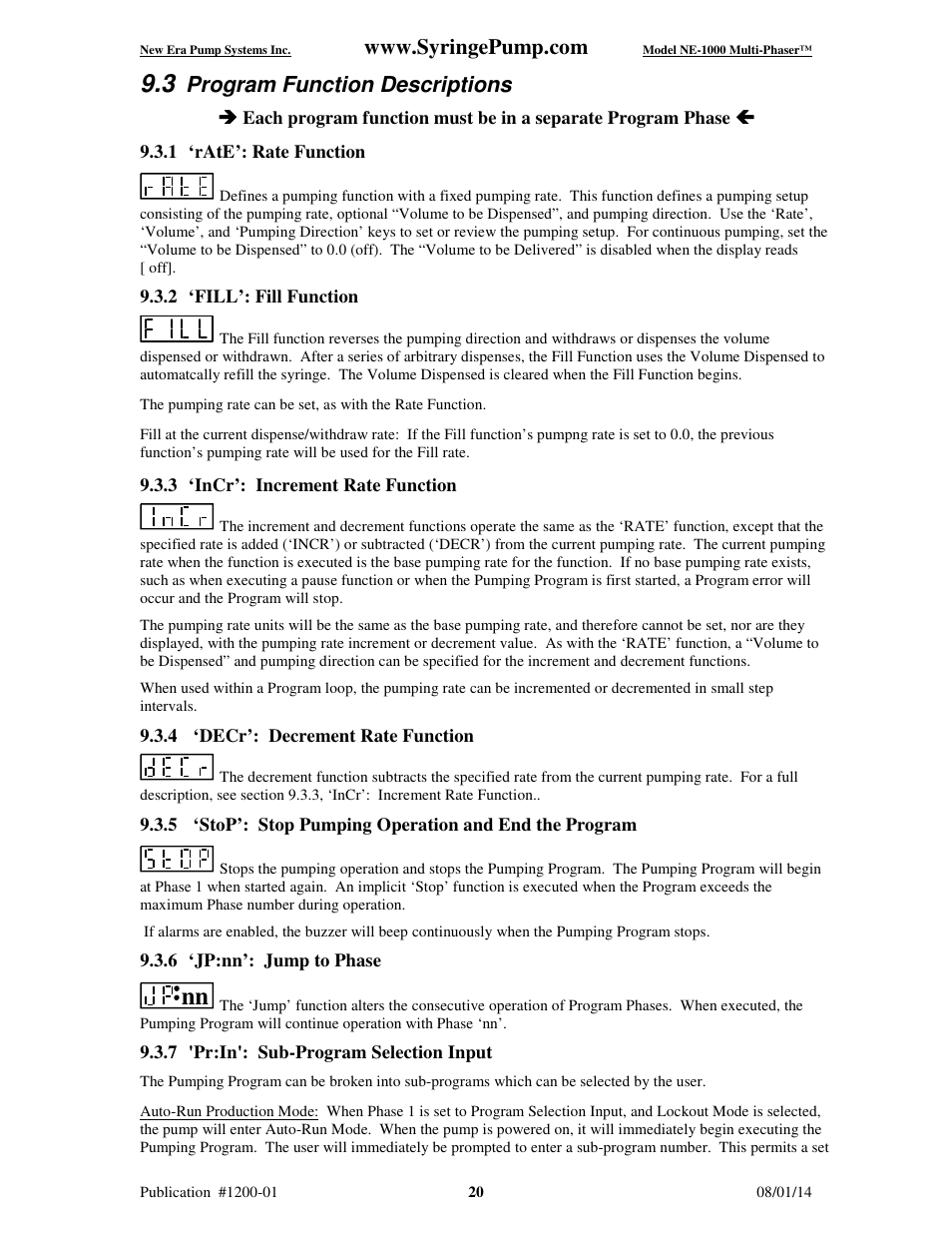 Program function descriptions | New Era NE-1000 Multi-Phaser Programmable Syringe User Manual | Page 25 / 54