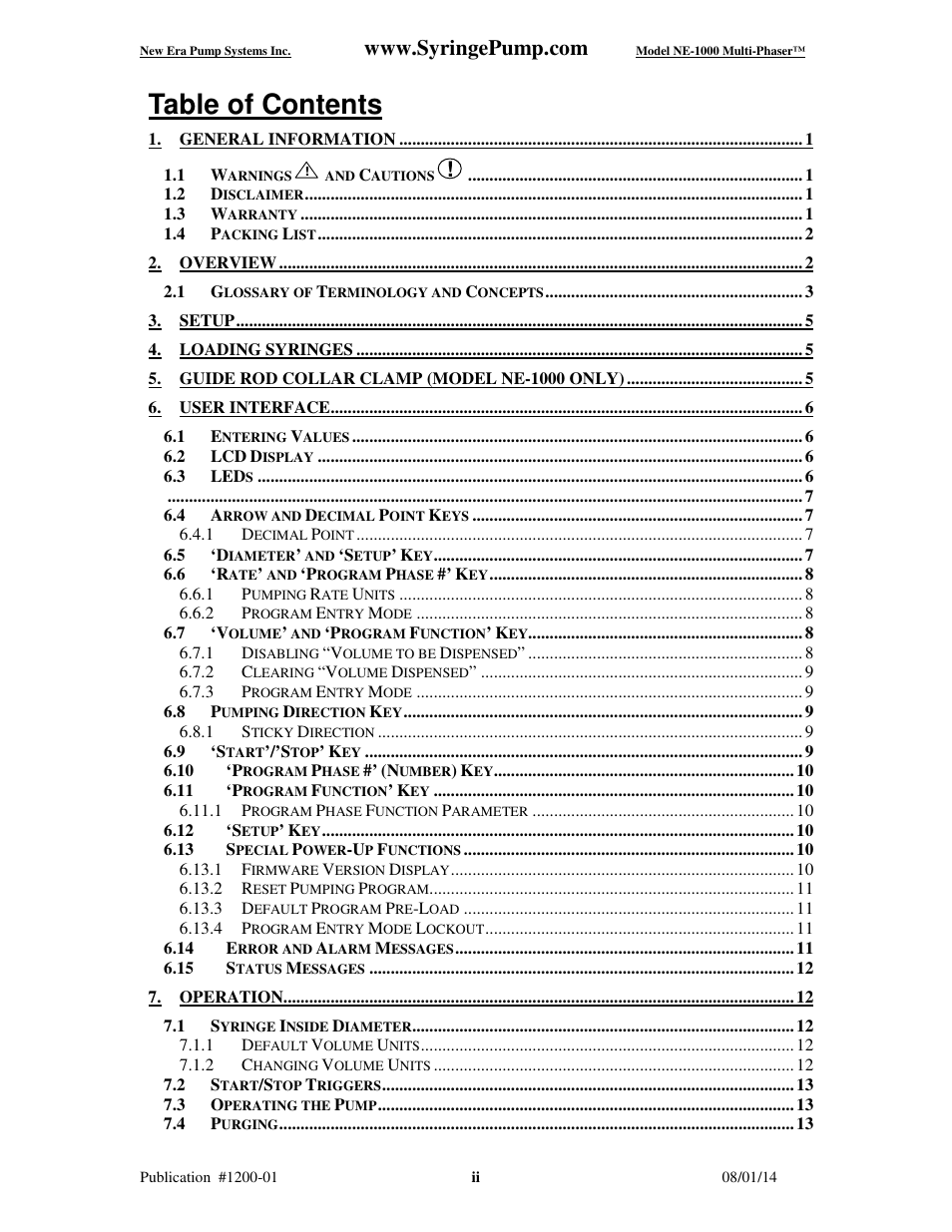 New Era NE-1000 Multi-Phaser Programmable Syringe User Manual | Page 3 / 54