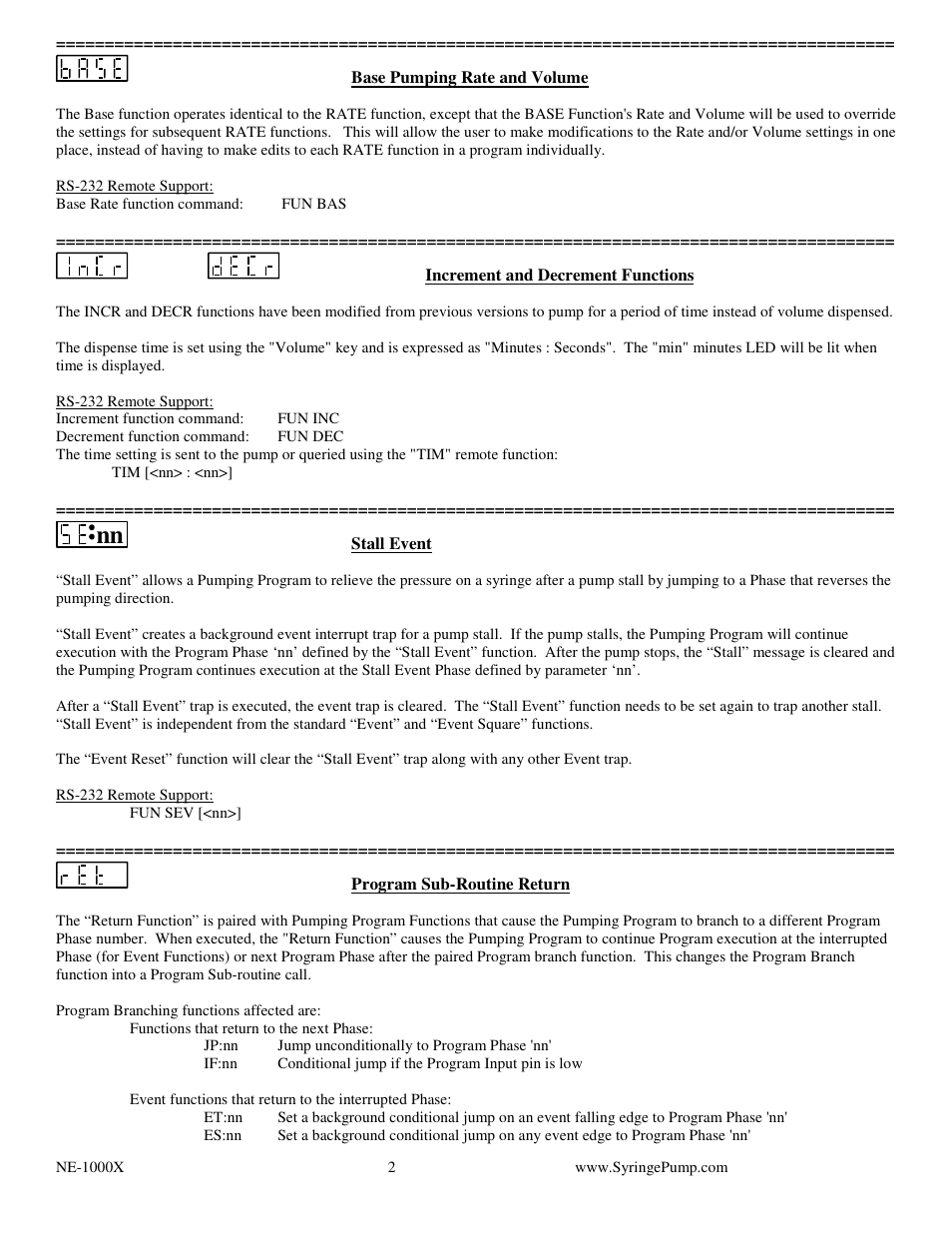 New Era FW-1-X FIRMWARE UPGRADE NE-1000X FAMILY OF SYRINGE PUMPS User Manual | Page 2 / 9