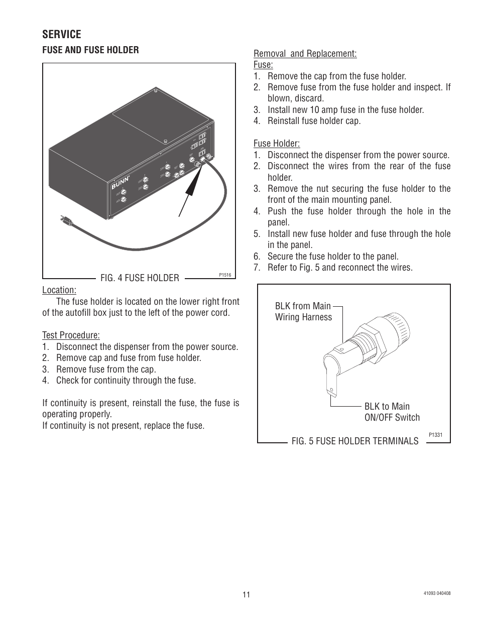 Service | Bunn AFPO-3 SL User Manual | Page 11 / 25